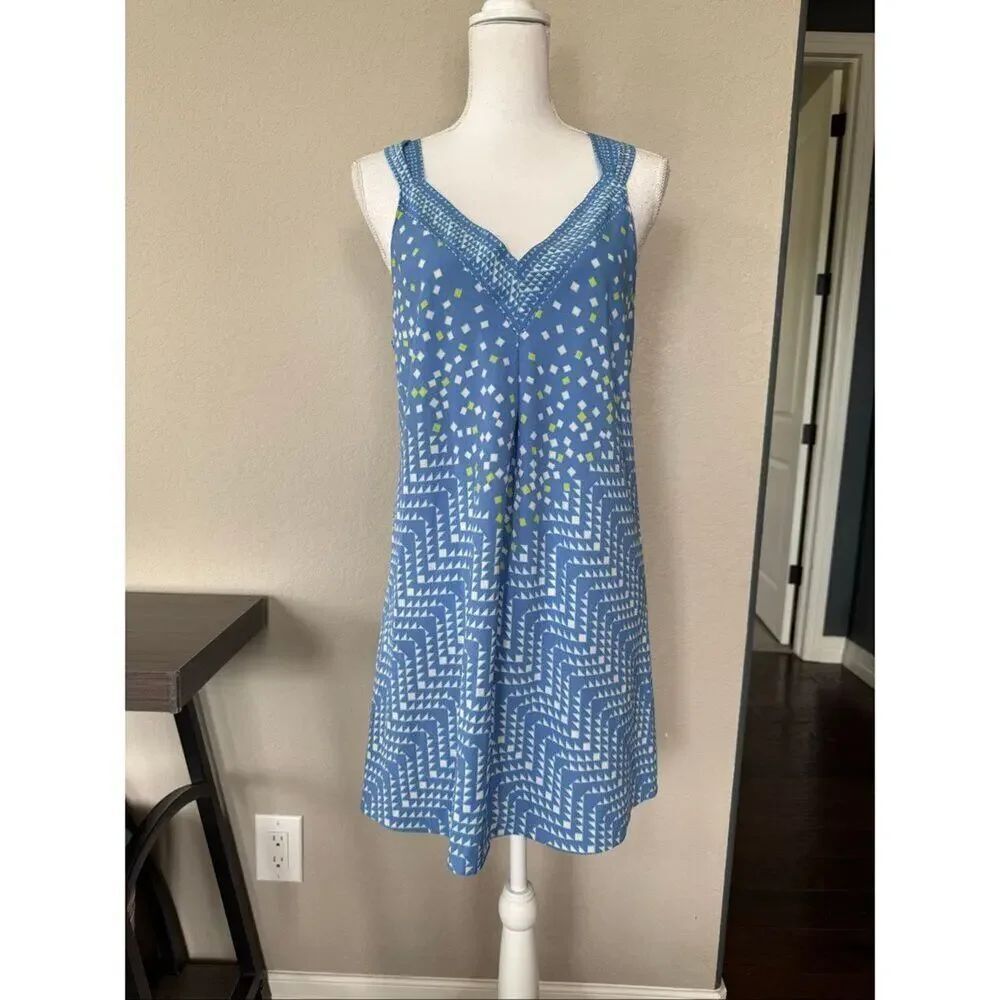 Oscar De La Renta Blue Silky Resort Lounge Dress Medium